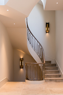 The first landing of the staircase showing the stone treads, risers and landing