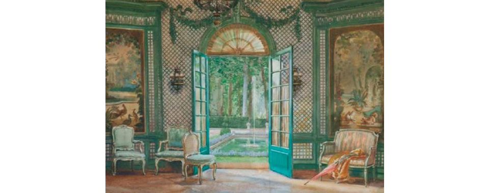 A very detailed visual of her interior design scheme for the Colony Club, New York by Elsie de Wolfe 1907.