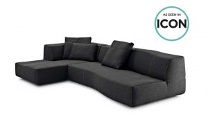 This is the wrong way to show a sofa product. The image has text/graphics included which shouts “retail” to a professional specifier. Most retailers are not set out for, or geared towards, serving professional interior designer customers so it is important not to appear as a retailer to a professional interior design audience.